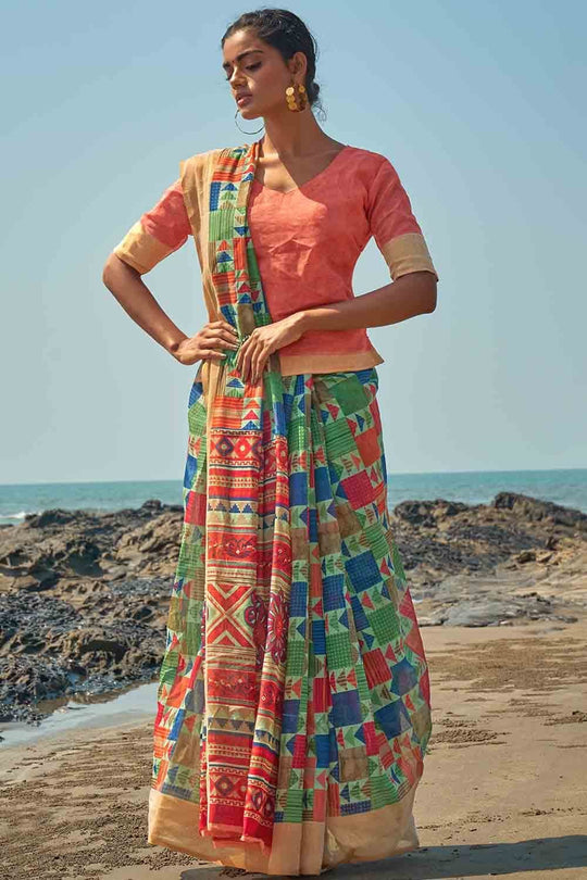 Digital Print Saree Multicolour Digital Print Saree saree online