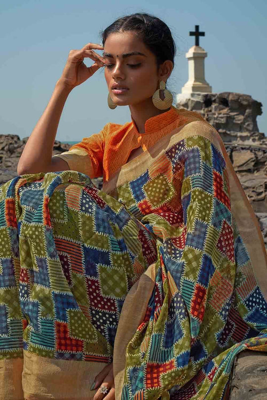 Digital Print Saree Multicolour Digital Print Saree saree online