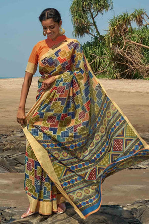 Multicolour Digital Print Saree