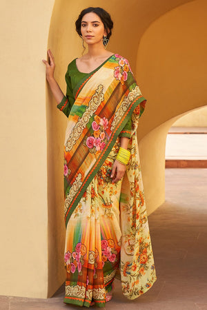 Multicolour Digital Print Saree
