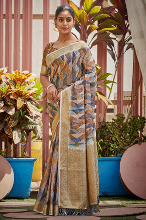 Multicolour Digital Print Saree