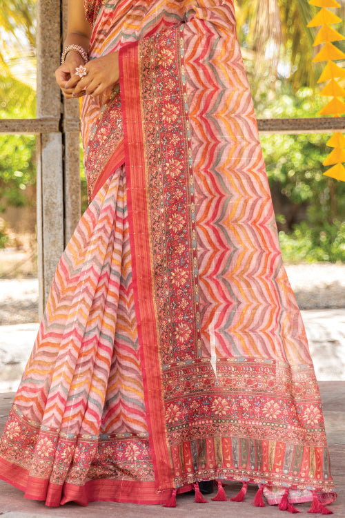 Multicolour Digital Print Saree