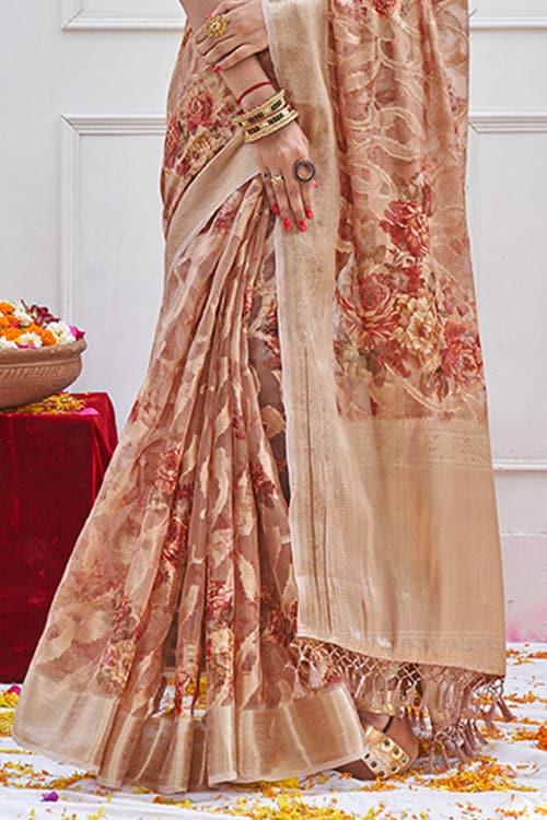 floral print saree