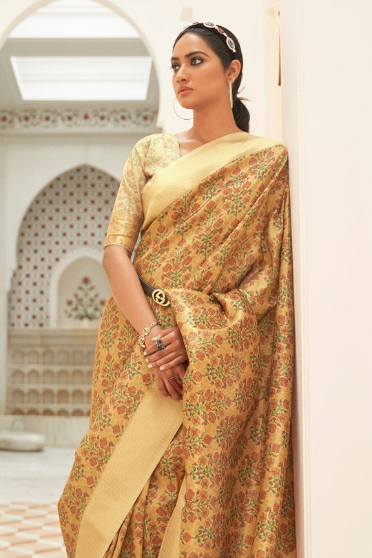 Digital Print Saree Mustard Yellow Digital Print Saree saree online