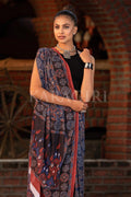 Digital Print Saree Navy Blue Ajrakh Saree saree online
