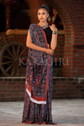 Digital Print Saree Navy Blue Ajrakh Saree saree online