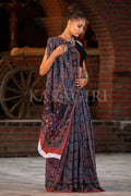 Digital Print Saree Navy Blue Ajrakh Saree saree online