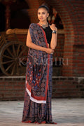Digital Print Saree Navy Blue Ajrakh Saree saree online