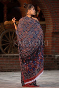 Digital Print Saree Navy Blue Ajrakh Saree saree online