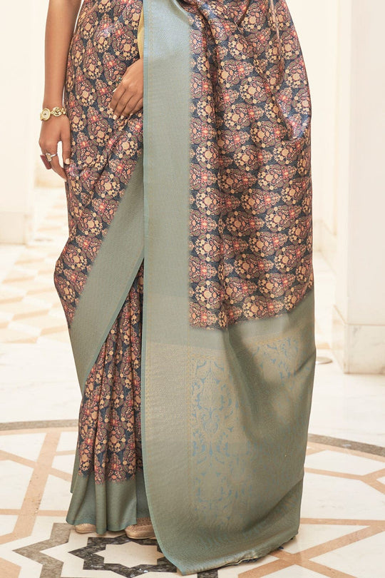 Digital Print Saree Navy Blue Digital Print Saree saree online