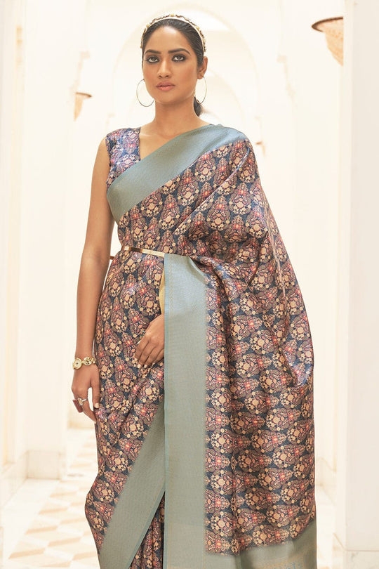 Digital Print Saree Navy Blue Digital Print Saree saree online