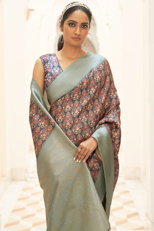 Digital Print Saree Navy Blue Digital Print Saree saree online