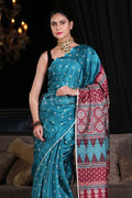 Digital Print Saree Ocean Blue Digital Print Saree saree online