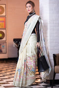 Digital Print Saree Off White Kantha Digital Print Saree saree online