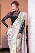 Digital Print Saree Off White Kantha Digital Print Saree saree online