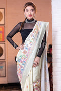 Digital Print Saree Off White Kantha Digital Print Saree saree online