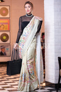 Digital Print Saree Off White Kantha Digital Print Saree saree online