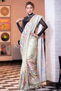 Digital Print Saree Off White Kantha Digital Print Saree saree online