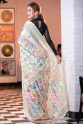 Digital Print Saree Off White Kantha Digital Print Saree saree online