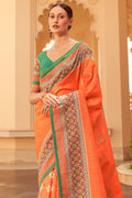 Digital Print Saree Orange Printed Saree saree online