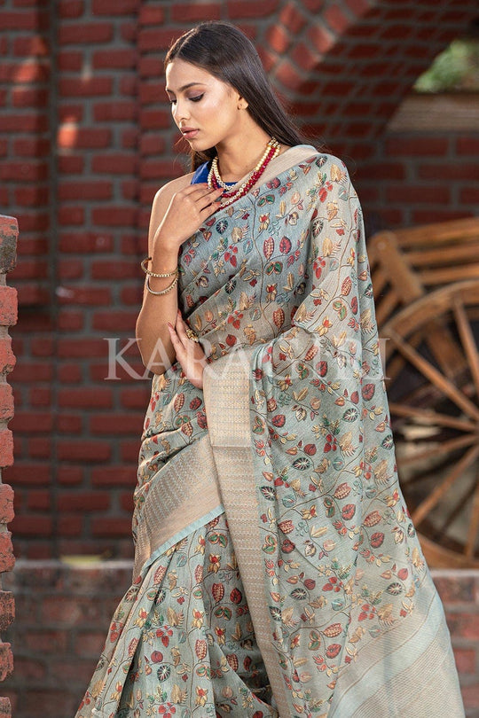 Digital Print Saree Pastel Grey Digital Print Saree saree online