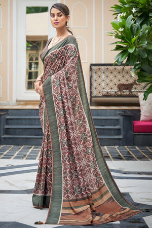 Pastel Maroon Digital Print Saree