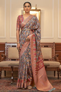 Digital Print Saree Peach Blue Digital Printed Saree saree online