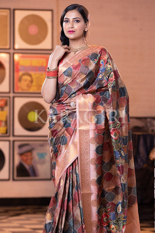 Digital Print Saree Peach Pink Digital Print Saree saree online