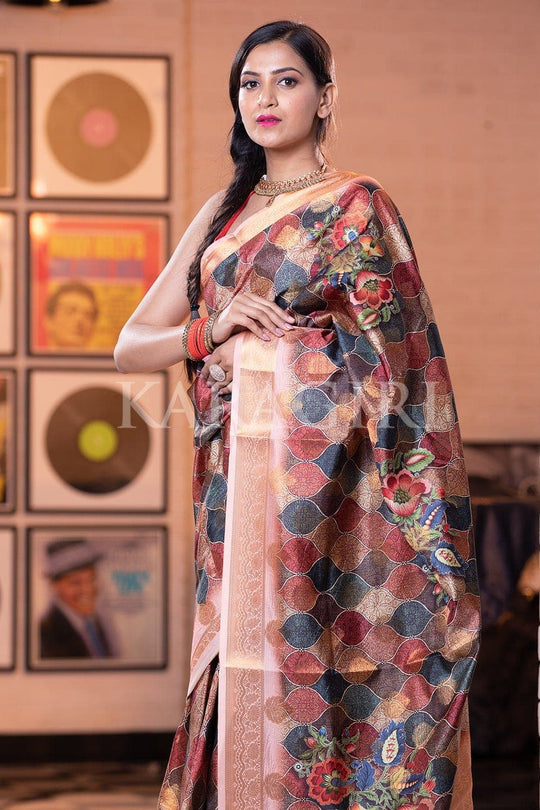 Digital Print Saree Peach Pink Digital Print Saree saree online