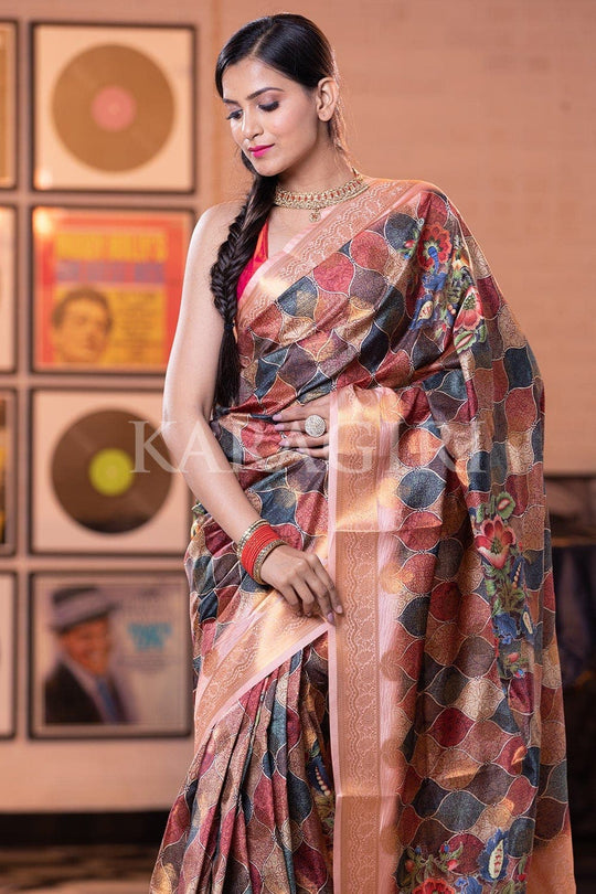 Digital Print Saree Peach Pink Digital Print Saree saree online