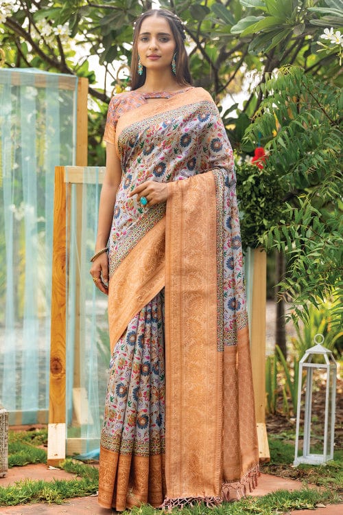 white digital print saree