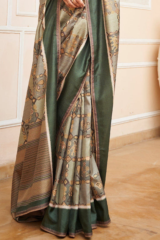 Digital Print Saree Pewter Green Digital Print Saree saree online