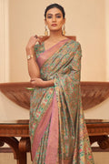 Digital Print Saree Pewter Green Digital Printed Saree saree online