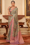 Digital Print Saree Pewter Green Digital Printed Saree saree online