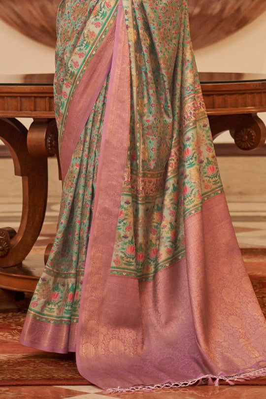 Digital Print Saree Pewter Green Digital Printed Saree saree online