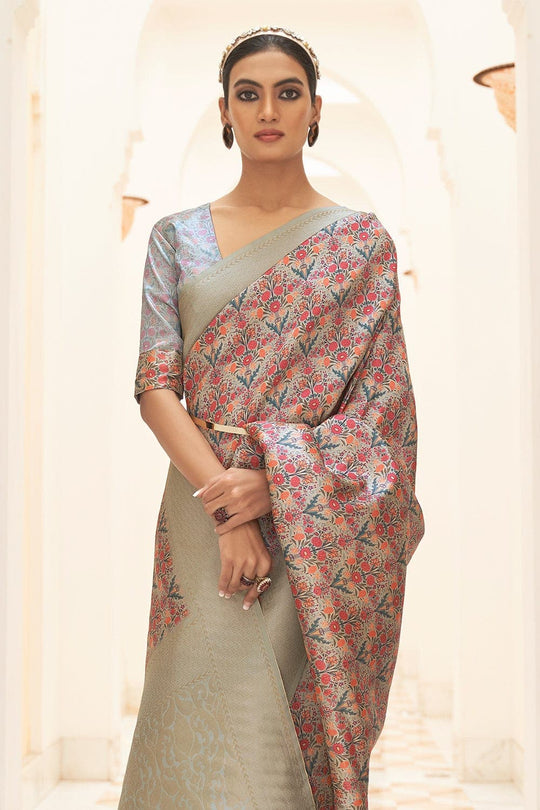 Digital Print Saree Pewter Grey Digital Print Saree saree online