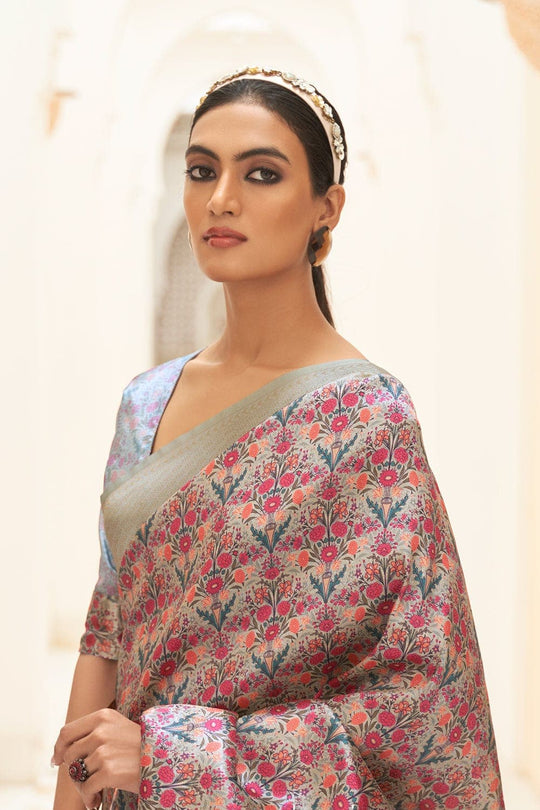 Digital Print Saree Pewter Grey Digital Print Saree saree online