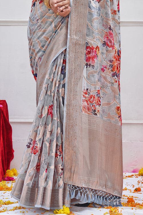 floral printed saree