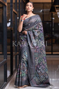 Digital Print Saree Purpoise Grey Kantha Digital Print Saree saree online