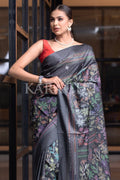Digital Print Saree Purpoise Grey Kantha Digital Print Saree saree online