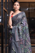 Digital Print Saree Purpoise Grey Kantha Digital Print Saree saree online