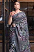 Digital Print Saree Purpoise Grey Kantha Digital Print Saree saree online