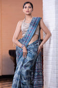 Digital Print Saree Quilt Blue Digital Print Saree saree online