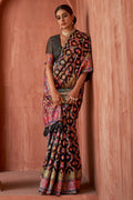 black digital print saree