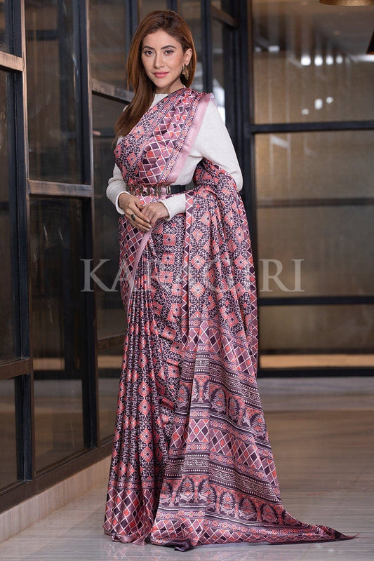 Digital Print Saree Red Violet Ajrakh Saree saree online