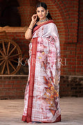 Digital Print Saree Red White Digital Printed Saree saree online