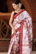 Digital Print Saree Red White Digital Printed Saree saree online
