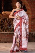 Digital Print Saree Red White Digital Printed Saree saree online