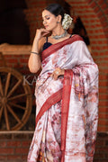 Digital Print Saree Red White Digital Printed Saree saree online