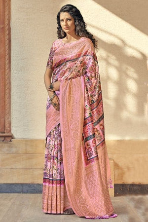 Rose Pink Digital Print Saree